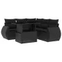 6-teiliges Gartensofa-Set und schwarze synthetische Rattankissen von vidaXL, Gartensets - Ref: Foro24-3268525, Preis: 472,73 ...