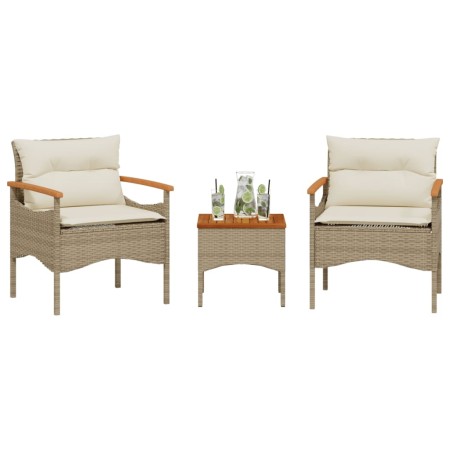 Garden sofa set with beige cushions 3 pieces PE rattan by vidaXL, Garden sets - Ref: Foro24-368406, Price: 150,17 €, Discount: %