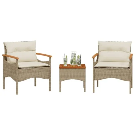 Garden sofa set with beige cushions 3 pieces PE rattan by vidaXL, Garden sets - Ref: Foro24-368406, Price: 199,54 €, Discount: %