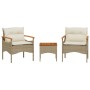 Garden sofa set with beige cushions 3 pieces PE rattan by vidaXL, Garden sets - Ref: Foro24-368406, Price: 150,17 €, Discount: %