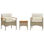 Garden sofa set with beige cushions 3 pieces PE rattan by vidaXL, Garden sets - Ref: Foro24-368406, Price: 199,54 €, Discount: %