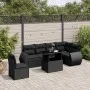 Set de sofás de jardín 7 pzas con cojines ratán sintético negro de vidaXL, Conjuntos de jardín - Ref: Foro24-3268565, Precio:...