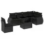 Set de sofás de jardín 7 pzas con cojines ratán sintético negro de vidaXL, Conjuntos de jardín - Ref: Foro24-3268565, Precio:...