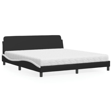 Bett mit schwarz-weißer Kunstledermatratze 180x200 cm von vidaXL, Betten und Lattenroste - Ref: Foro24-3208462, Preis: 415,67...