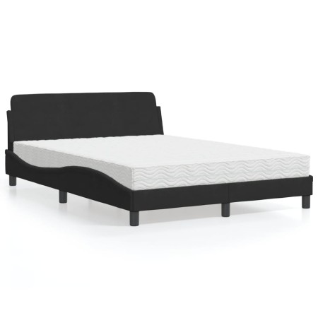 Cama con colchón terciopelo negro 140x190 cm de vidaXL, Camas y somieres - Ref: Foro24-3208393, Precio: 341,03 €, Descuento: %