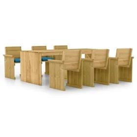 7-piece garden dining table with impregnated pine wood cushions by vidaXL, Garden sets - Ref: Foro24-3065739, Price: 697,70 €...