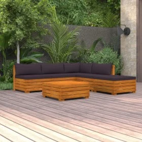 Garden furniture 6 pieces with cushions solid acacia wood by vidaXL, Garden sets - Ref: Foro24-3087325, Price: 767,04 €, Disc...