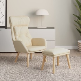 Entspannungssessel mit cremefarbenem Stoffhocker von vidaXL, Sessel - Ref: Foro24-3097752, Preis: 152,92 €, Rabatt: %