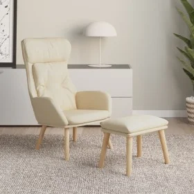 Relaxation armchair with cream fabric stool by vidaXL, Armchairs - Ref: Foro24-3097752, Price: 148,12 €, Discount: %