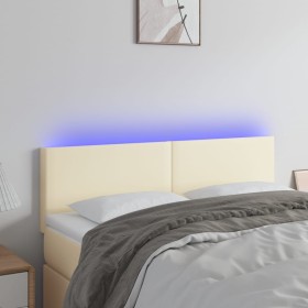 Cabecero con LED cuero sintético color crema 144x5x78/88 cm