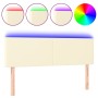 Cabecero con LED cuero sintético color crema 144x5x78/88 cm