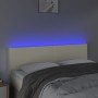 Cabecero con LED cuero sintético color crema 144x5x78/88 cm