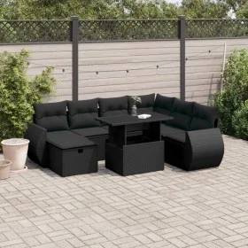 8-teiliges Gartensofa-Set und Kissen aus schwarzem Kunststoff-Rattan. von vidaXL, Gartensets - Ref: Foro24-3275155, Preis: 59...
