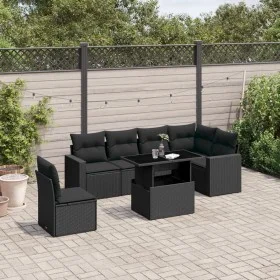 Set de sofás de jardín 7 pzas con cojines ratán sintético negro by vidaXL, Garden sets - Ref: Foro24-3267305, Price: 508,22 €...