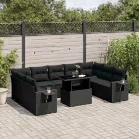 Set de sofás de jardín 10 pzas cojines ratán sintético negro by vidaXL, Garden sets - Ref: Foro24-3268105, Price: 685,20 €, D...