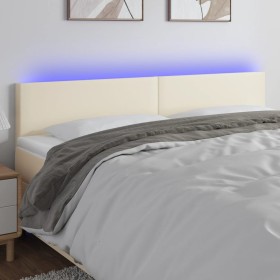 Cabecero con LED cuero sintético color crema 160x5x78/88 cm