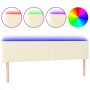 Cabecero con LED cuero sintético color crema 160x5x78/88 cm
