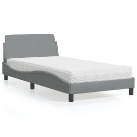 Bed with light gray fabric mattress 100x200 cm by vidaXL, Beds and slatted bases - Ref: Foro24-3208344, Price: 238,53 €, Disc...