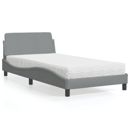 Bed with light gray fabric mattress 100x200 cm by vidaXL, Beds and slatted bases - Ref: Foro24-3208344, Price: 238,53 €, Disc...