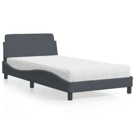 Bed with dark gray velvet mattress 100x200 cm by vidaXL, Beds and slatted bases - Ref: Foro24-3208352, Price: 296,95 €, Disco...