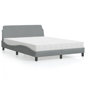 Bed with light gray fabric mattress 140x190 cm by vidaXL, Beds and slatted bases - Ref: Foro24-3208384, Price: 339,78 €, Disc...