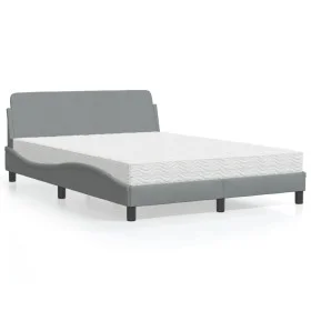 Bett mit hellgrauer Stoffmatratze 140x190 cm von vidaXL, Betten und Lattenroste - Ref: Foro24-3208384, Preis: 334,13 €, Rabat...