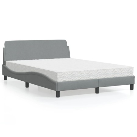 Bett mit hellgrauer Stoffmatratze 140x190 cm von vidaXL, Betten und Lattenroste - Ref: Foro24-3208384, Preis: 339,78 €, Rabat...