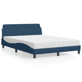 Cama con colchón tela azul 140x190 cm de vidaXL, Camas y somieres - Ref: Foro24-3208390, Precio: 376,99 €, Descuento: %