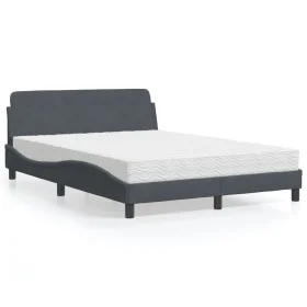 Bed with dark gray velvet mattress 140x190 cm by vidaXL, Beds and slatted bases - Ref: Foro24-3208392, Price: 334,11 €, Disco...