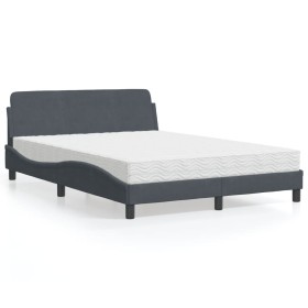 Cama con colchón terciopelo gris oscuro 140x190 cm de vidaXL, Camas y somieres - Ref: Foro24-3208392, Precio: 339,86 €, Descu...