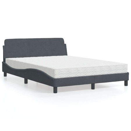 Bett mit dunkelgrauer Samtmatratze 140x190 cm von vidaXL, Betten und Lattenroste - Ref: Foro24-3208392, Preis: 339,86 €, Raba...