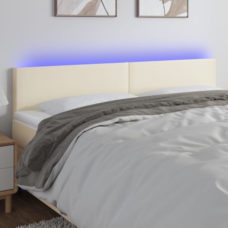 Cabecero con LED cuero sintético color crema 180x5x78/88 cm