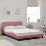Bed with pink velvet mattress 140x200 cm by vidaXL, Beds and slatted bases - Ref: Foro24-3208416, Price: 367,40 €, Discount: %