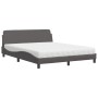 Bed with gray synthetic leather mattress 160x200 cm by vidaXL, Beds and slatted bases - Ref: Foro24-3208440, Price: 375,55 €,...