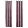Cortinas opacas anillas 2 pzas terciopelo rosa viejo 140x245 cm