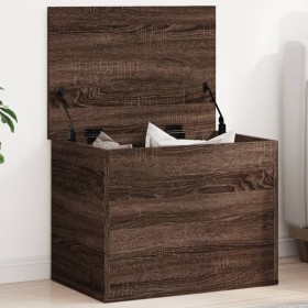 Caja de almacenaje madera ingeniería roble marrón 60x42x46 cm