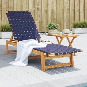 Tumbona con mesa madera maciza de acacia y tela azul oscuro by vidaXL, Loungers - Ref: Foro24-3214215, Price: 153,66 €, Disco...