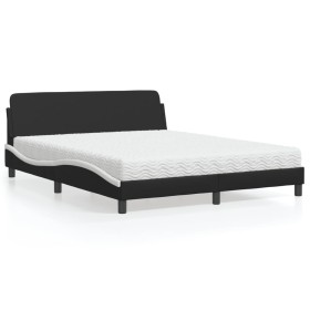 Bett mit schwarz-weißer Kunstledermatratze 160x200 cm von vidaXL, Betten und Lattenroste - Ref: Foro24-3208442, Preis: 389,22...
