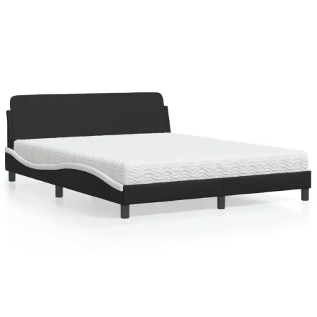 Bett mit schwarz-weißer Kunstledermatratze 160x200 cm von vidaXL, Betten und Lattenroste - Ref: Foro24-3208442, Preis: 367,24...