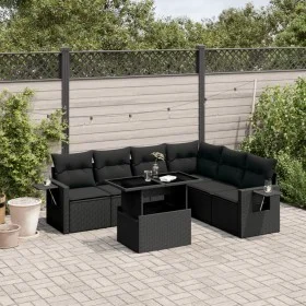 Set de sofás de jardín 7 pzas con cojines ratán sintético negro by vidaXL, Garden sets - Ref: Foro24-3267925, Price: 531,35 €...