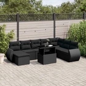 Set de sofás de jardín 8 piezas y cojines ratán sintético negro by vidaXL, Garden sets - Ref: Foro24-3268725, Price: 636,84 €...