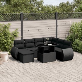 8-teiliges Gartensofa-Set und Kissen aus schwarzem Kunststoff-Rattan. von vidaXL, Gartensets - Ref: Foro24-3268695, Preis: 54...