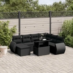 Set de sofás de jardín 8 piezas y cojines ratán sintético negro by vidaXL, Garden sets - Ref: Foro24-3268695, Price: 586,69 €...
