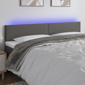 Cabecero con LED cuero sintético gris 200x5x78/88 cm en Cabeceros y pies de cama | Comprar online en Foro24