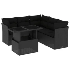 6-teiliges Gartensofa-Set und Kissen aus schwarzem Kunststoff-Rattan. von vidaXL, Gartensets - Ref: Foro24-3266575, Preis: 44...