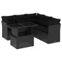 6-teiliges Gartensofa-Set und Kissen aus schwarzem Kunststoff-Rattan. von vidaXL, Gartensets - Ref: Foro24-3266575, Preis: 44...