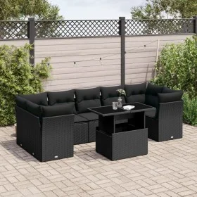 Set de sofás de jardín 8 piezas y cojines ratán sintético negro by vidaXL, Garden sets - Ref: Foro24-3266395, Price: 584,74 €...