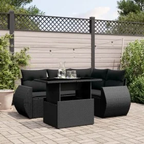 Set de muebles de jardín 5 pzas y cojines ratán sintético negro by vidaXL, Garden sets - Ref: Foro24-3268505, Price: 426,37 €...