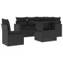 6-teiliges Gartensofa-Set und Kissen aus schwarzem Kunststoff-Rattan. von vidaXL, Gartensets - Ref: Foro24-3267275, Preis: 44...
