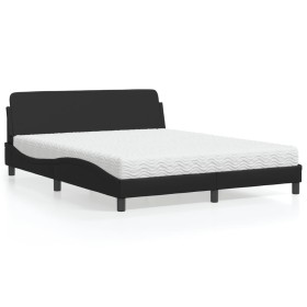 Cama con colchón cuero sintético negro 160x200 cm de vidaXL, Camas y somieres - Ref: Foro24-3208437, Precio: 382,65 €, Descue...